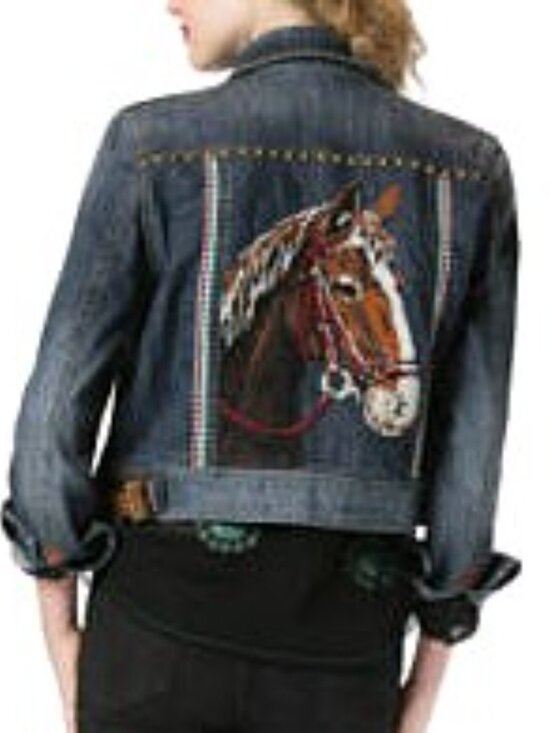 Double D Ranch Yoakum, TX Jackets & Blazers - Double D Ranch Shadowflax Trucker Denim Jean Jacket Embroidered - Vintage Style